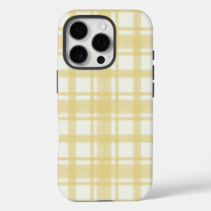 Coque iPhone 16 Pro Boîtier de téléphone fixe jaune texturé en vichy j