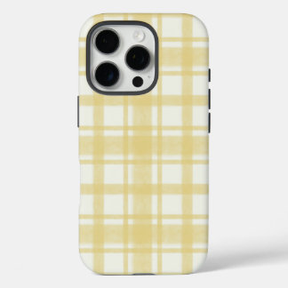 Coque iPhone 16 Pro Boîtier de téléphone fixe jaune texturé en vichy j