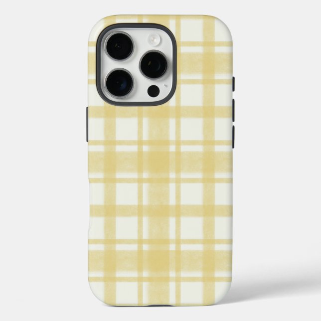 Coques Case-Mate iPhone Boîtier de téléphone fixe jaune texturé en vichy j (Verso)