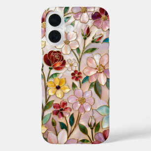 Coque Pour iPhone 16 Boîtier de téléphone Fleur vitrail Fleur sauvage r