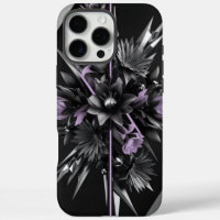 Boîtier de téléphone floral noir futuriste