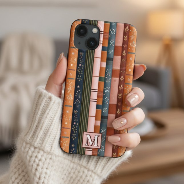 Coques Case-Mate iPhone Boîtier de téléphone monogramme rayé de couleur au (Créateur téléchargé)