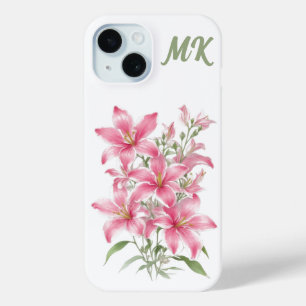 Coque Case-Mate iPhone Boîtier de téléphone Monogramme rose Lily Flowers