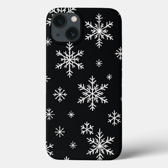 Coques Case-Mate iPhone Boîtier de téléphone noir Motif Snowflake (Verso)