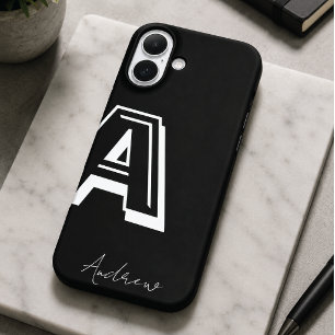 Coque Pour iPhone 16 Plus Boîtier de téléphone noir - nom personnalisé