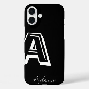 Coque Pour iPhone 16 Plus Boîtier de téléphone noir - nom personnalisé