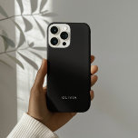 Coque iPhone 16 Pro "Boîtier de téléphone noir personnalisé avec nom p<br><div class="desc">Améliorez le style de votre téléphone avec cette étagère de téléphone personnalisée noire élégante avec votre nom personnalisé dans une police moderne et élégante. Conçu pour le style et la protection, ce coque durable protège votre appareil des rayures et des gouttes mineures. L'arrière - plan noir minimaliste se marie parfaitement...</div>