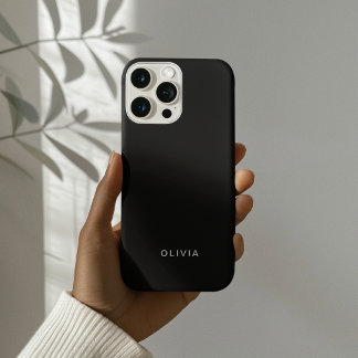 Coque iPhone 16 Pro "Boîtier de téléphone noir personnalisé avec nom p
