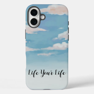 Coque Pour iPhone 16 Plus Boîtier de téléphone Pastel Sky - Citation "Live Y