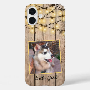 Coque Pour iPhone 16 Plus Boîtier de téléphone photo carré rustique chiot Ma