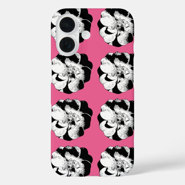 Coques Case-Mate iPhone Boîtier de téléphone Pop Rose Floral monochrome (Verso)