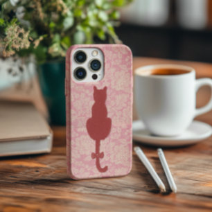 Coque iPhone 16 Pro Max Boîtier de téléphone Silhouette Chat Rose