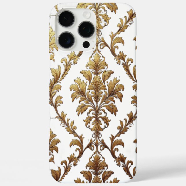 Coques Case-Mate iPhone Boîtier en damas or pour iPhone 16 Pro Max (Verso)