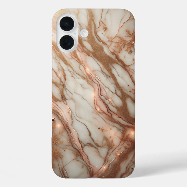 Coques Case-Mate iPhone Boîtier en marbre doré rose de luxe - Pierre blanc (Verso)