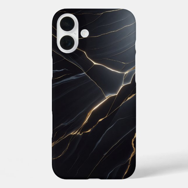 Coques Case-Mate iPhone Boîtier en marbre noir de luxe - Veines dorées élé (Verso)