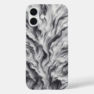 Coque Pour iPhone 16 Plus Boîtier en marbre noir et blanc de luxe - Profonde