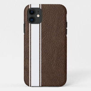 Coque Case-Mate Pour iPhone Boîtier Faux Brown cuir et bande blanche iPhone 5 