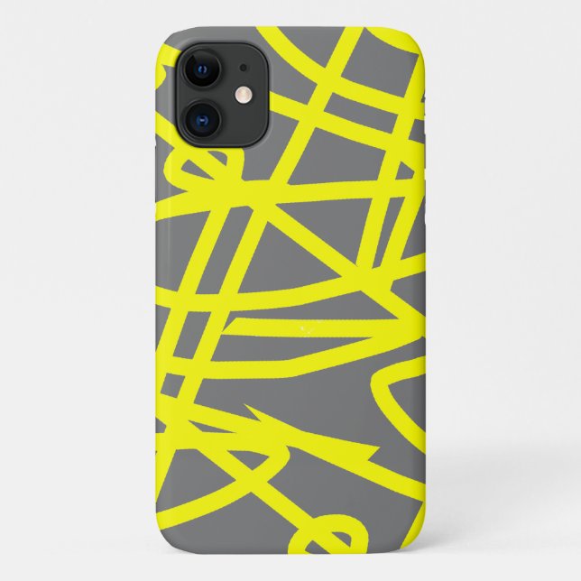 Coques Case-Mate iPhone Boîtier iPhone 11 Art Abstrait Gris Jaune (Dos)