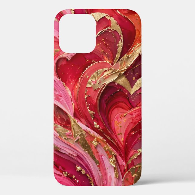Coques Case-Mate iPhone Boîtier iPhone 12 Marbre Rouge & Rose Or (Verso)