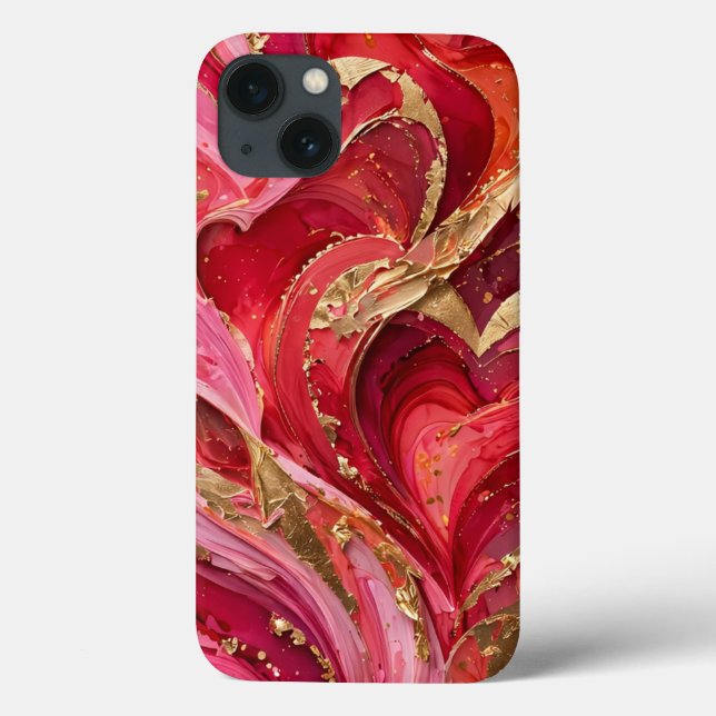 Coques Case-Mate iPhone Boîtier iPhone 13 Marbre Rouge et Rose Or (Verso)