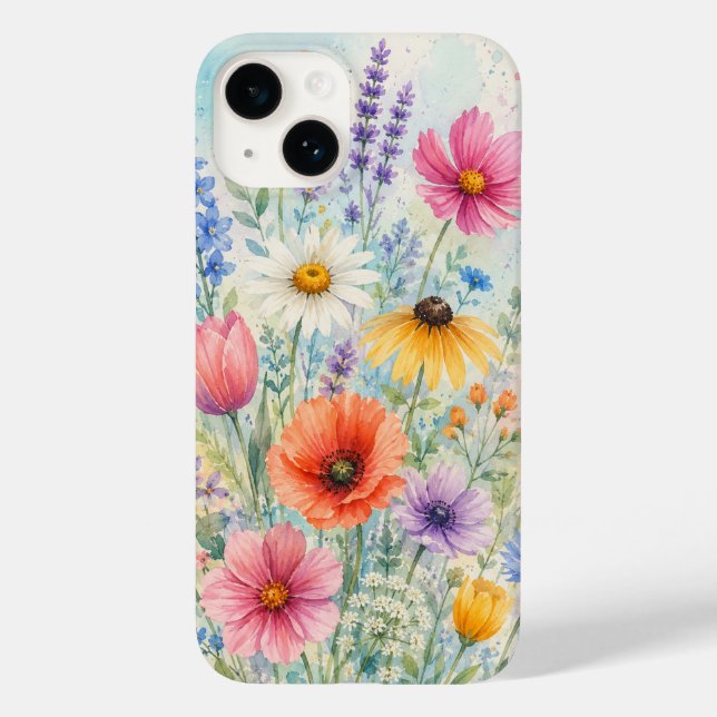Coques Case-Mate iPhone Boîtier iPhone 14 Barely There Fleurs sauvages aqu (Verso)