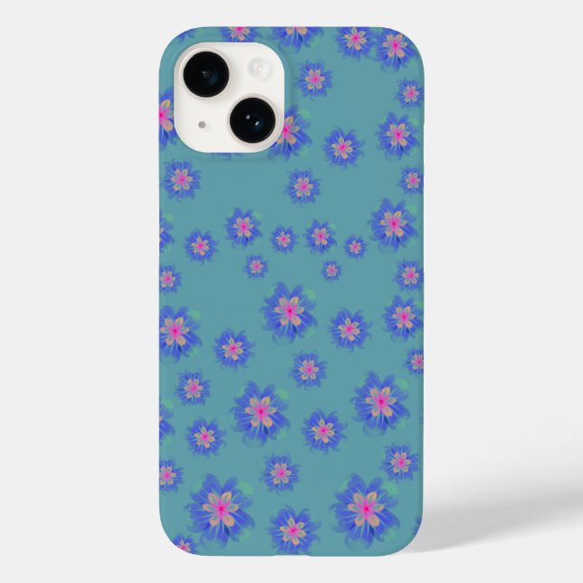 Coques Case-Mate iPhone boîtier iPhone 14 floral bleu (Verso)