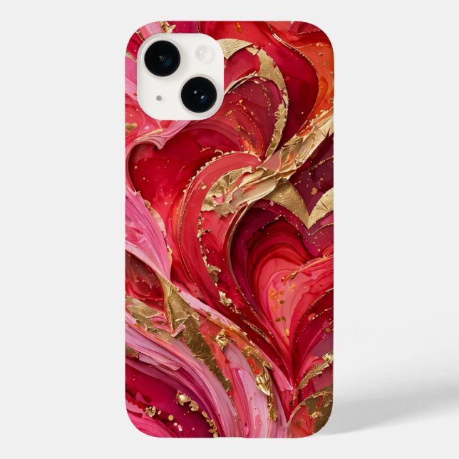 Coques Case-Mate iPhone Boîtier iPhone 14 Marbre Rouge & Rose Or (Verso)