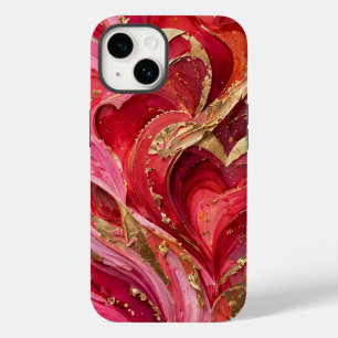 Coque Case-Mate iPhone Boîtier iPhone 14 Marbre Rouge & Rose Or