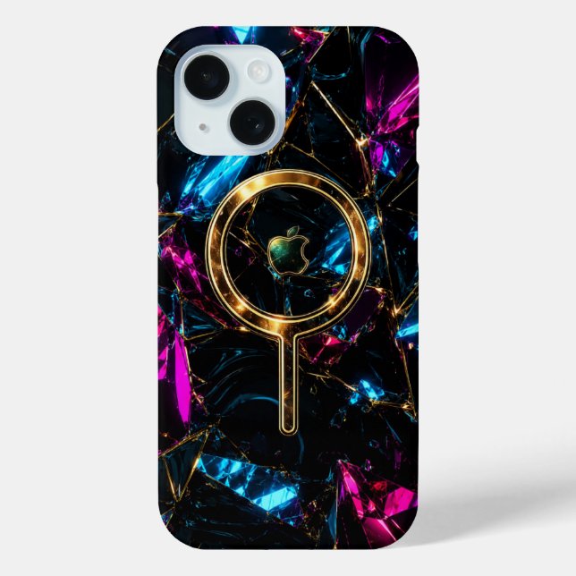 Coques Case-Mate iPhone Boîtier iPhone 15 : MagSafe Crystal Neon Futuriste (Verso)