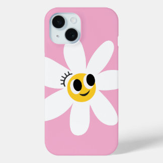 Coque Case-Mate iPhone Boîtier IPhone 15 Marguerite Blanche Mignonne Rose