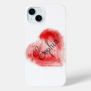 Coque Case-Mate iPhone Boîtier iPhone 15 Plus Graphique Cœur Rouge Minima