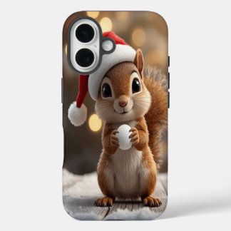 Coque Pour iPhone 16 Boîtier iPhone 16 Écureuil de Noël Mignon