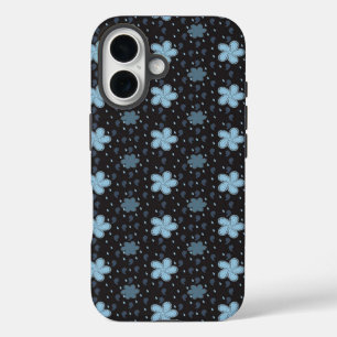 Coque Pour iPhone 16 Boîtier iPhone 16 Fleurs Paisley Bleues sur Fond N