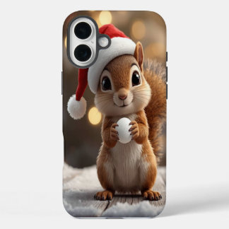 Coque Pour iPhone 16 Plus Boîtier iPhone 16 Plus écureuil de Noël mignon