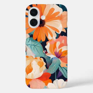 Coque Pour iPhone 16 Boîtier iPhone 16 Vivid Bold Design Floral