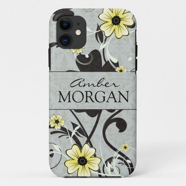 Coques Case-Mate iPhone Boîtier iphone 5 floral jaune et noir (Dos)