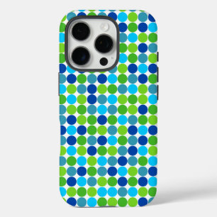 Coque iPhone 16 Pro Boîtier iPhone 7 à pois bleu et vert