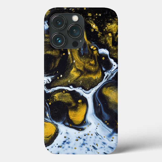 Coques Case-Mate iPhone Boîtier iphone à fond liquide or foncé blanc (Verso)