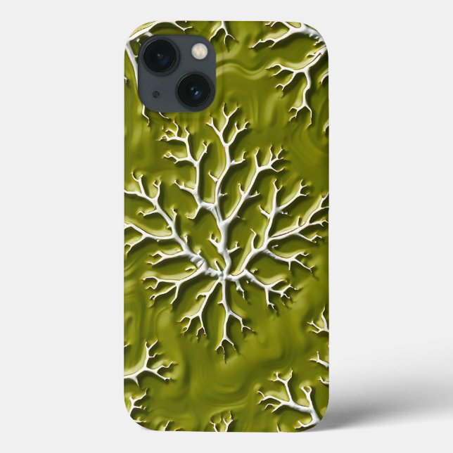 Coques Case-Mate iPhone Boîtier iPhone à motif de branche en relief olive (Verso)