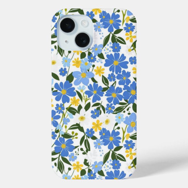 Coques Case-Mate iPhone Boîtier iPhone à motif floral bleu (Verso)