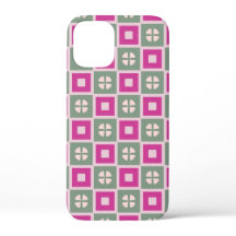 Boîtier iPhone à motif floral encadré vert et mage