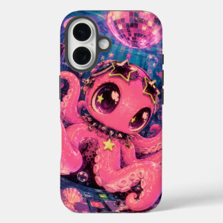 Coque Pour iPhone 16 Boîtier iPhone Fête sous-marine de la Pieuvre Rose