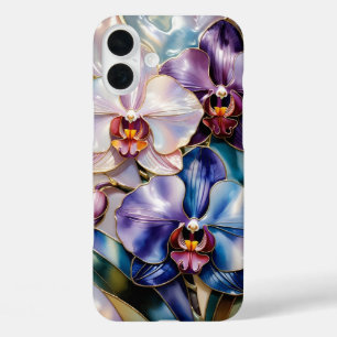 Coque Pour iPhone 16 Plus Boîtier iPhone Fleur d'Orchidée Bleu Rose Élégant