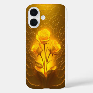 Coque Pour iPhone 16 Boîtier iPhone Fleur Lumineuse Jaune Doré
