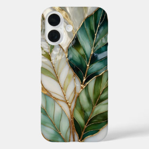 Coque Pour iPhone 16 Boîtier iPhone Green Botanical Design de Luxe à Mo