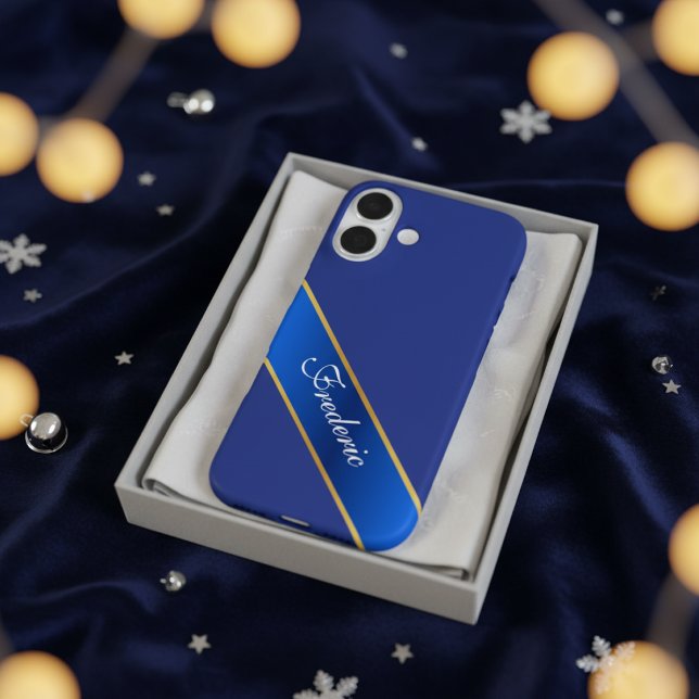 Coques Case-Mate iPhone Boîtier iPhone personnalisé élégant bleu et or (Créateur téléchargé)