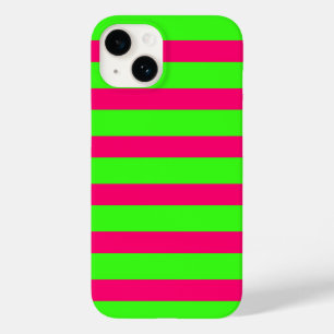 Coque Case-Mate iPhone Boîtier iPhone rayé vert néon et rose – Personnali