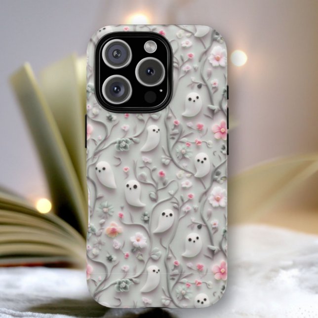 Coques Case-Mate iPhone Boîtier téléphonique 3D Floral Little Ghost (Créateur téléchargé)