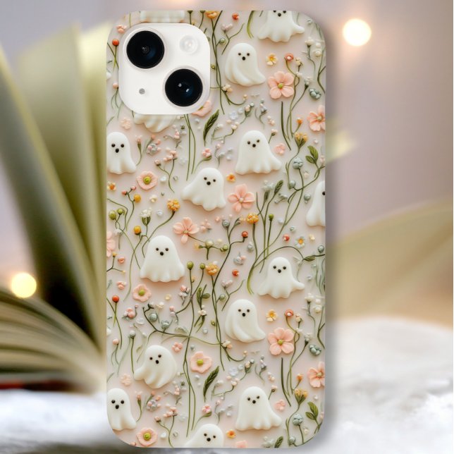 Coques Case-Mate iPhone Boîtier téléphonique 3D Floral Little Ghost (Créateur téléchargé)
