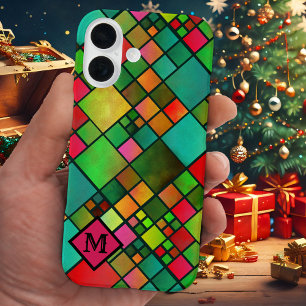 Coque Pour iPhone 16 Boîtier téléphonique À damiers de Noël personnalis